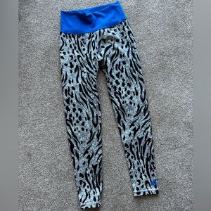 Adidas Animal Print Leggings with Blue Waistband